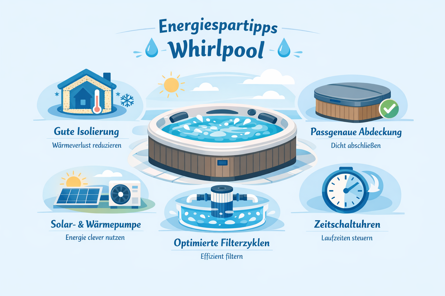 Infografik mit Energiespartipps für den Whirlpool im Winter
