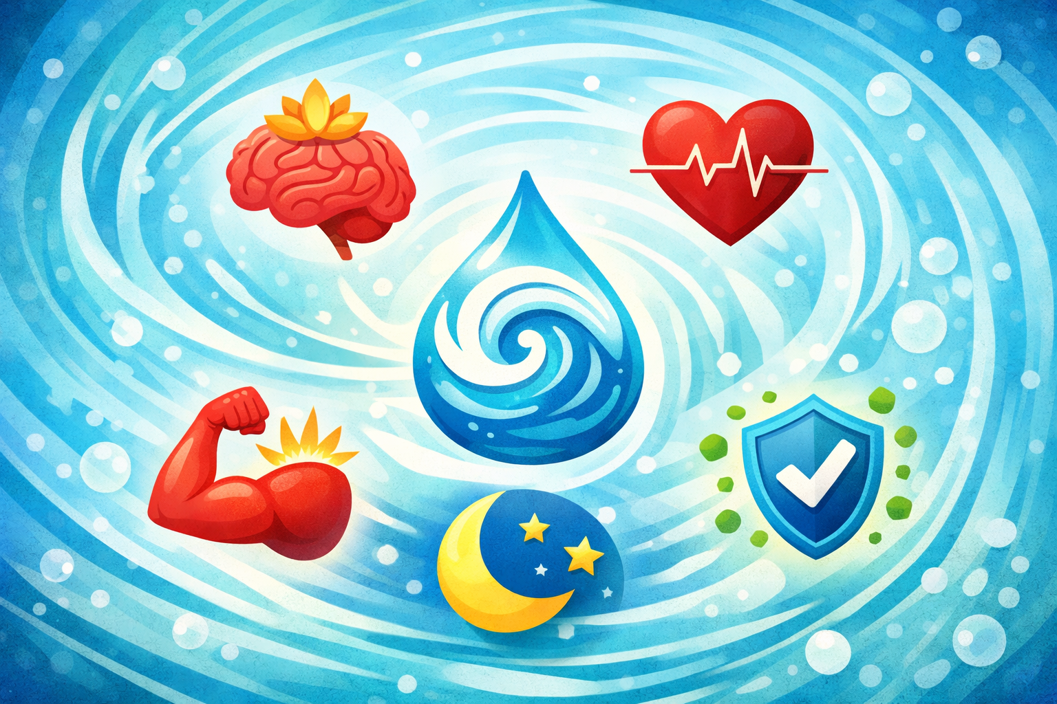 Illustration zu gesundheitlichen Vorteilen von Whirlpool und Hydrotherapie