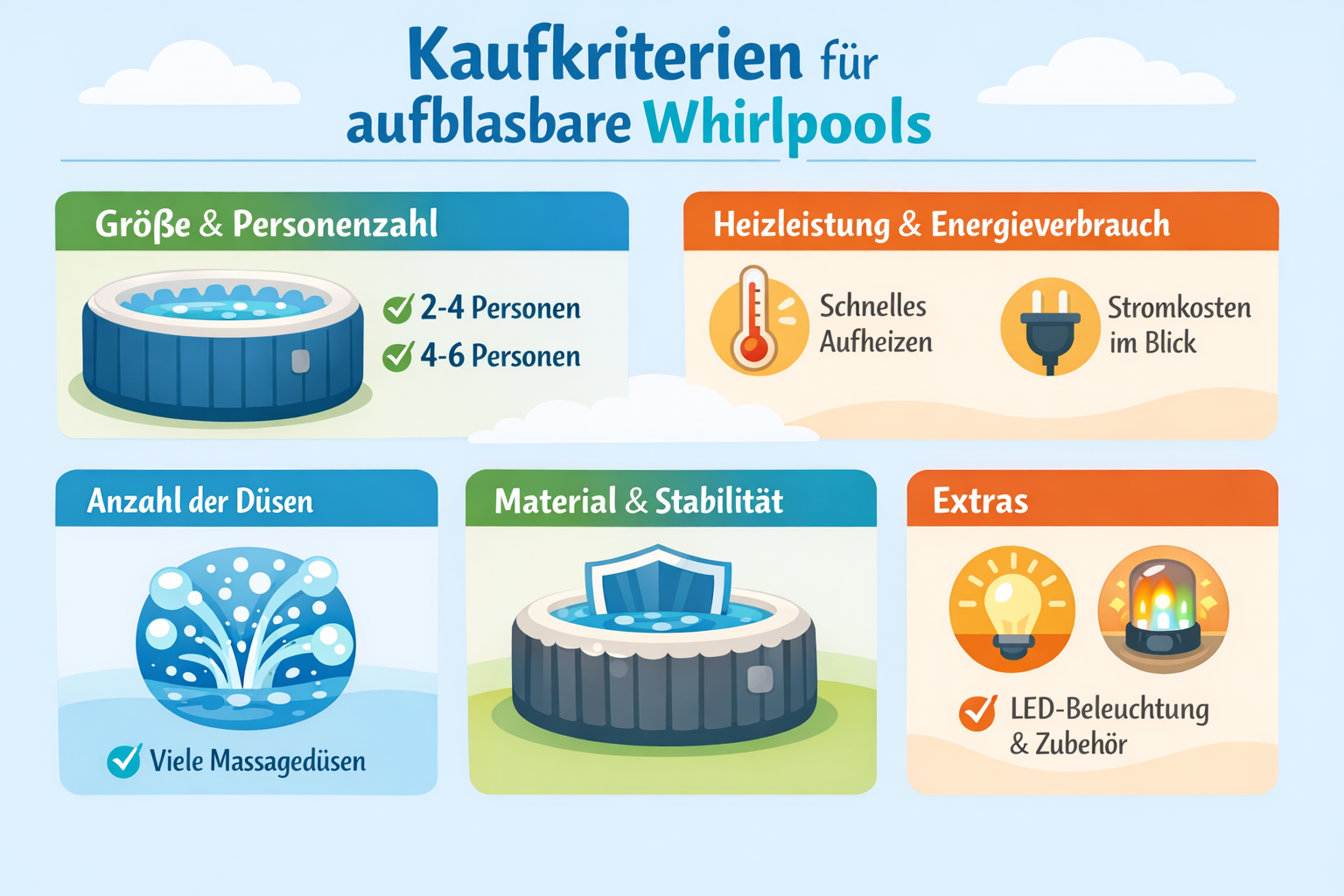 Kaufkriterien für aufblasbare Whirlpools Infografik