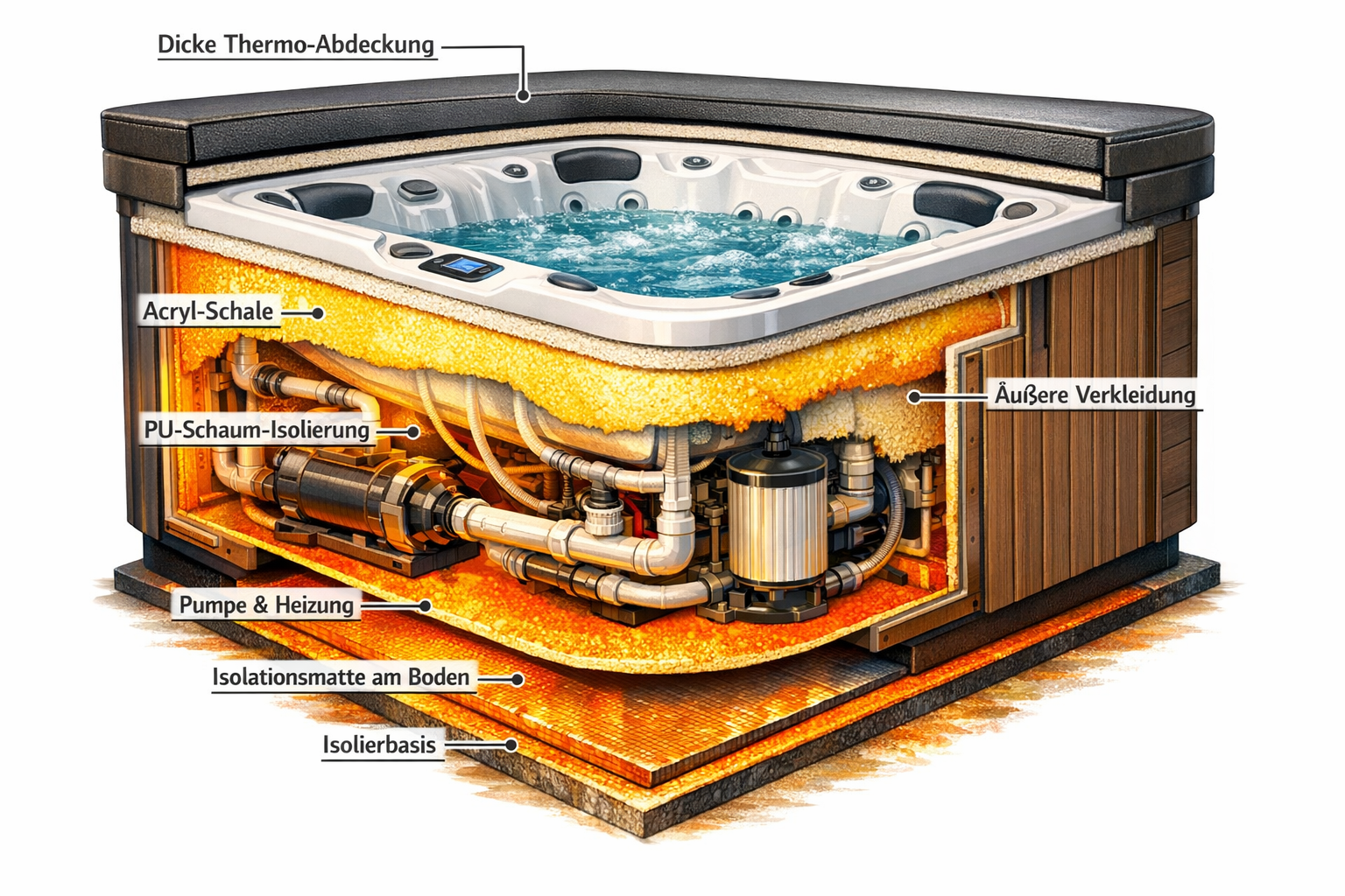 Querschnitt eines isolierten Whirlpools