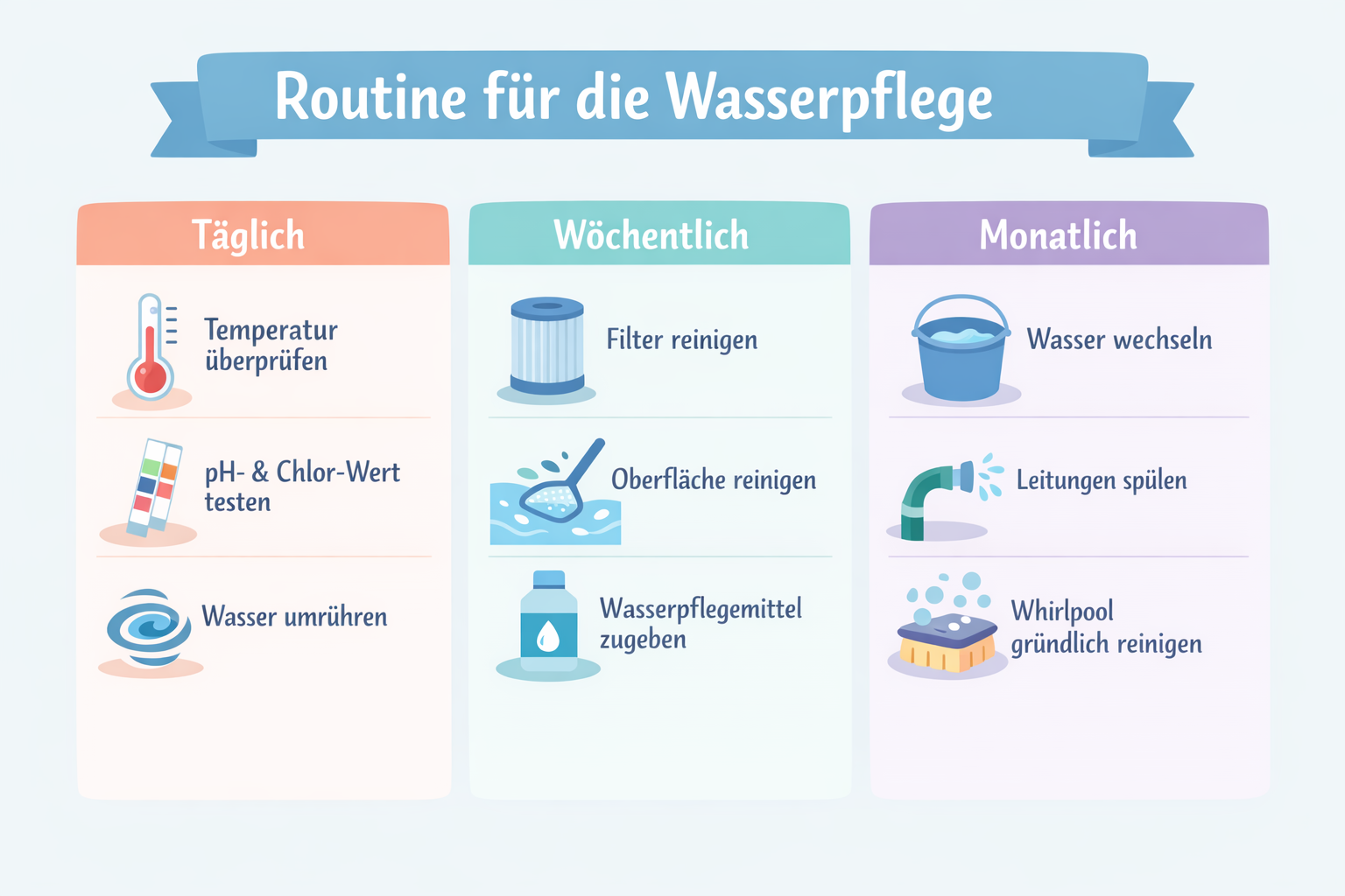 Routine für die Wasserpflege im Whirlpool