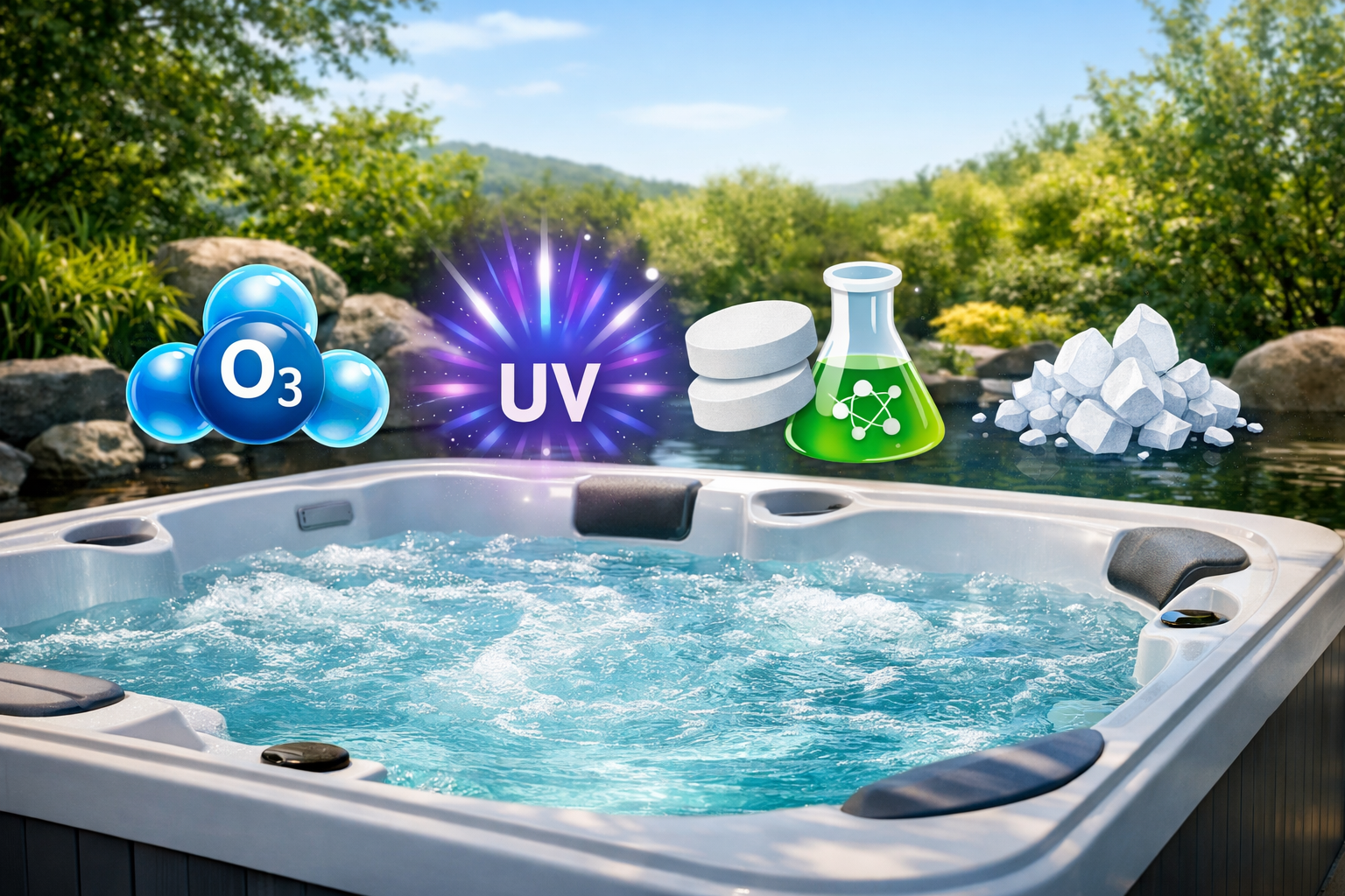 Übersicht der Desinfektionsmethoden im Whirlpool mit Ozon, UV, Chlor und Salz