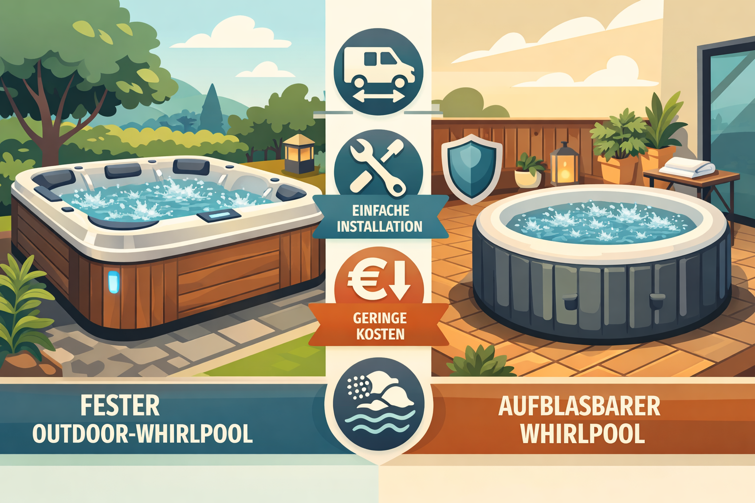 Vergleich Outdoor Whirlpool vs aufblasbarer Whirlpool