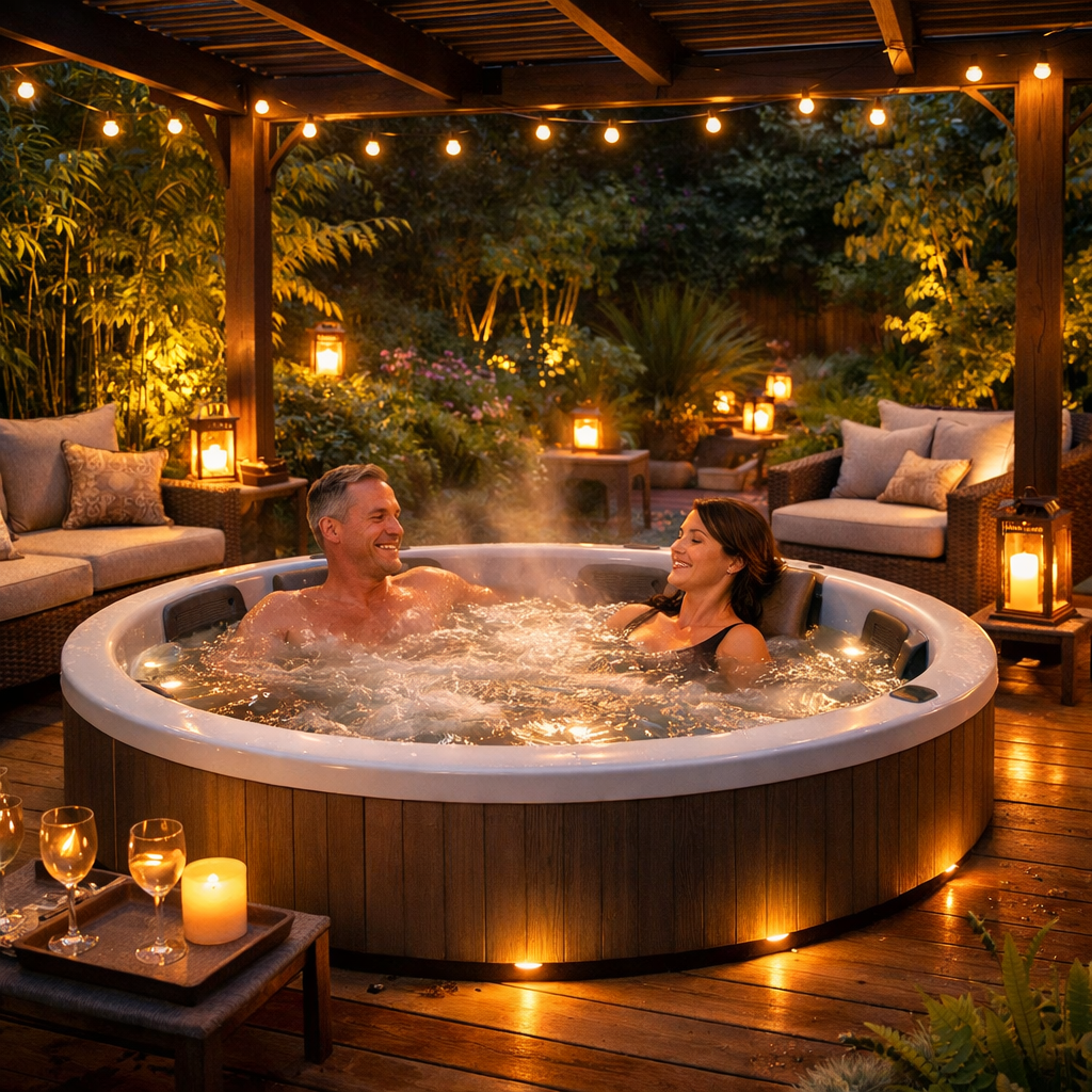 Whirlpool für 4 Personen im Garten