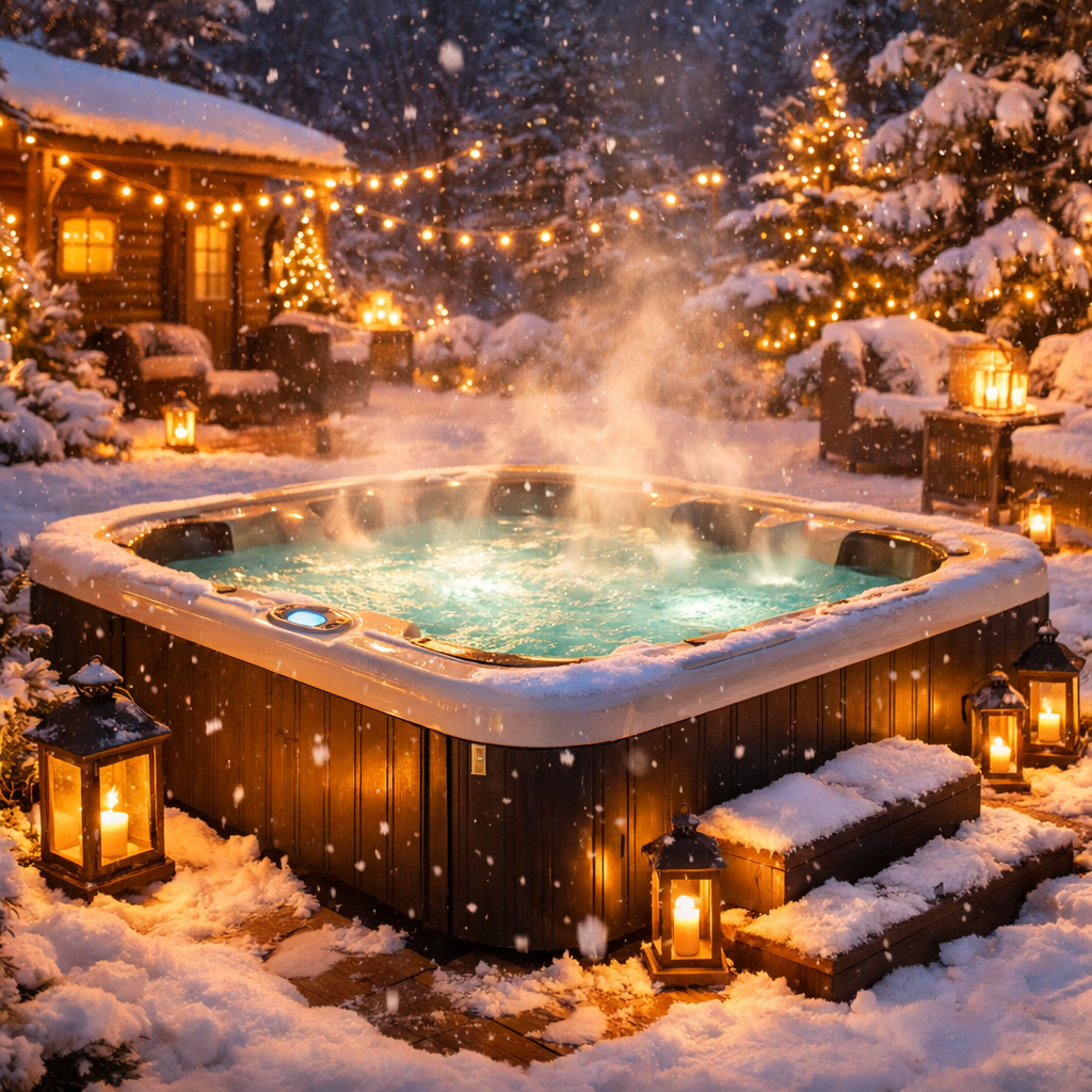 Whirlpool im Winter in verschneiter Umgebung