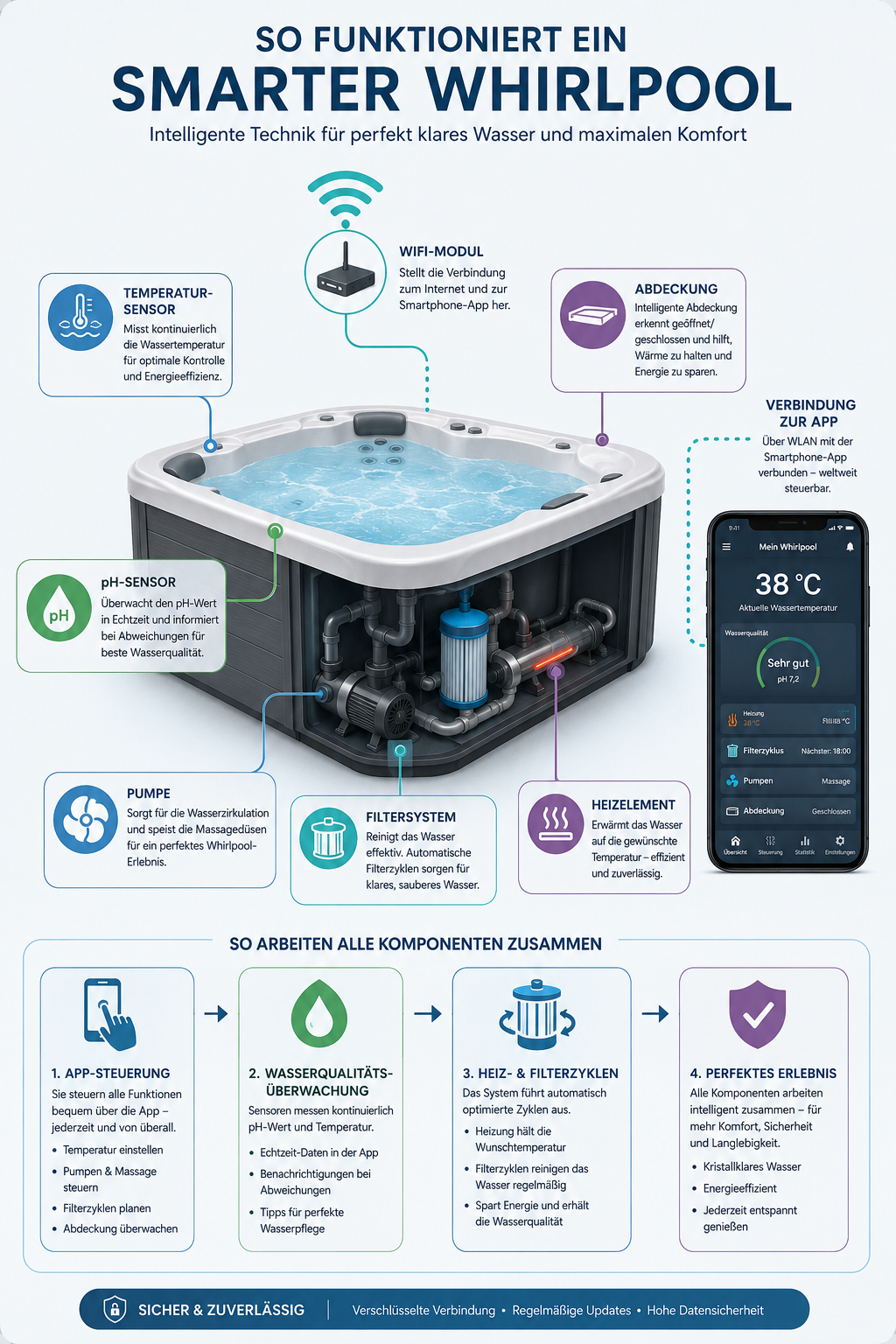 So funktioniert die WLAN- und App-Steuerung eines Whirlpools